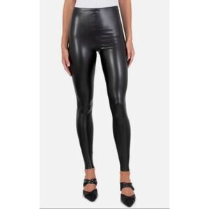 Joie Leggings XL Women's Black Faux Leather Shiny Wet Look Pull On High Rise